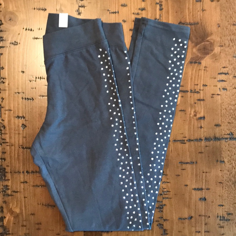 Girls Grey Studded Justice Leggings